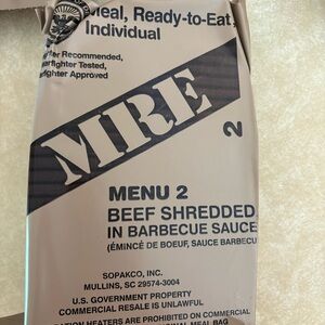 MRE (5) Menu 2 Beef Shredded in Barbecue Sauce